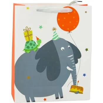 Dárková taška Papírová dárková taška narozeninová Slon 32 x 26 x 12 cm