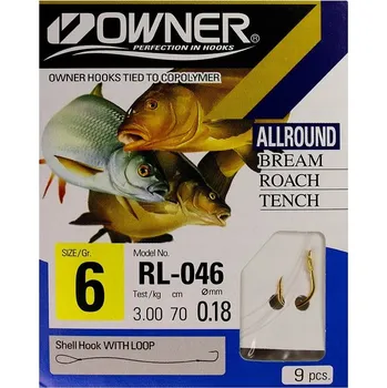 Rybářský háček Háček s návazcem Owner 6 9 ks zlatý