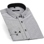 Luxusní pánská košile ANREDE Šohaj Strážnice, šedá - silný proužek 5847 ES, dlouhý rukáv, slim fit, vel. 44