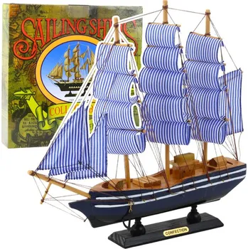 Hračka Sběratelský model Dekorativní Loď Plachetnice Bílo-Modrá 33x31cm