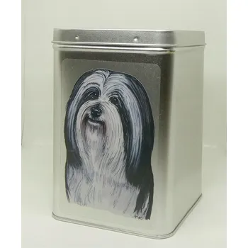 Dóza na potraviny Plechová dóza s obrázkem psa plemene havanský psík