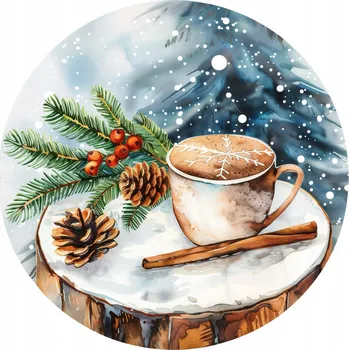 Talíř Podložky pod talíř Vánoční 30 cm Šálek čaje u vánočního stromku vzor 3