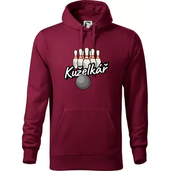 Pánská mikina Kuželkář - Kuželky - Mikina pánská Cape s kapucí - 5XL ( Garnet )