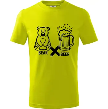 Anglický slovníček - Bear Beer - Tričko dětské bavlněné - 98 cm / 2 roky ( Limetková )