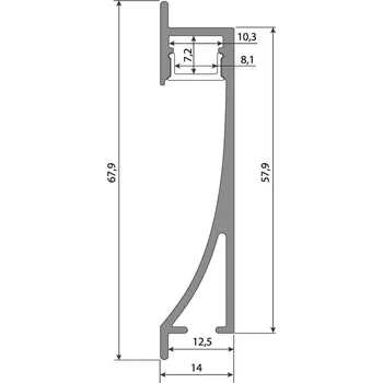 Stavební profil McLED ML-761.053.43.2 Hliníkový profil AI, 68x14mm, včetně mléčného difuzoru, 2m