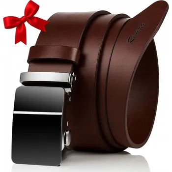 Opasek Pásek pánský AUTOMAT Kožený Elegantní pásek ke kalhotám KRABIČKA Hnědý 130 cm