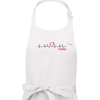 Kuchyňská zástěra Moje srdce bije pro hasiče - Dámská zástěra na vaření - Univerzální velikost ( Bílá )