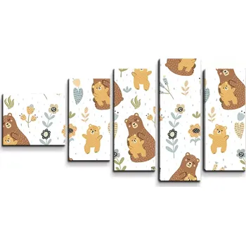 Obraz Sablio Obraz - 5-dílný Medvědi - 100x60 cm