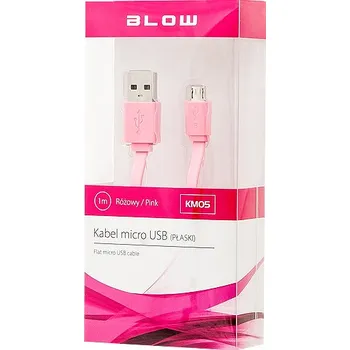 Datový kabel USB kabel A - micro B plochý 1m růžový