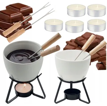 Fondue Sada na sýrové fondue, hrnec na fondue, sada na dezerty, robustní, nerezová ocel, vhodná na piknik