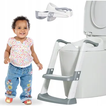 WC sedátko PRIMABOBO Nástavec na WC sedátko s žebříkem pro děti, prkénko na toaletu, ŠEDÉ