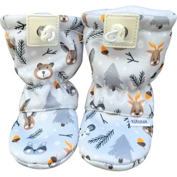 Capáčky Softshellové capáčky s microfleecem šedé Zimní lesní pohádka - KUKUKAM 0-6 měsíců Šedá