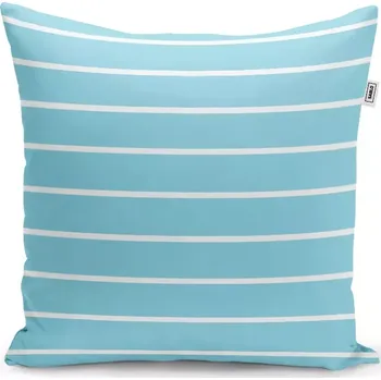 Polštář Sablio Polštář Bílé pruhy na modré - 50x50 cm