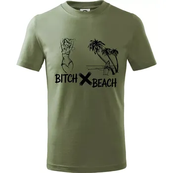 Chlapecké tričko Anglický slovníček - Bitch Beach - Tričko dětské bavlněné - 104-110cm / 3-4 roky ( Khaki )
