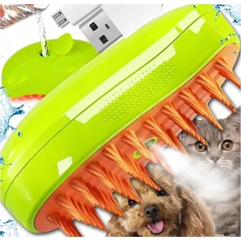 Kosmetika pro psa Parní kartáč na péči o srst pro kočky a psy, zelený, kaučukový