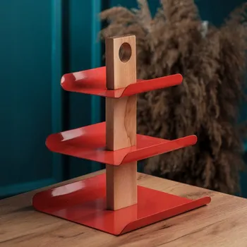 Obraz Podnos 3-úrovňová na koláče a ovoce červená