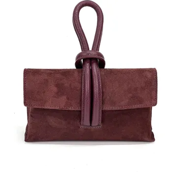 Stylová kabelka z broušené kůže 6528-c, Itálie barva: červená-bordó