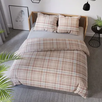 Povlečení Povlečení 220x200 Bavlněný satén Savana Kostkovaný Béžový