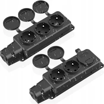 Elektrická zásuvka Dvojitá hermetická zásuvka nástěnná řada Hermes IP44 černá