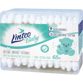 Vatová tyčinka Papírové vatové tyčinky 100% natural Linteo 65 ks v boxu