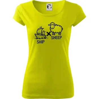 Anglický slovníček - Ship sheep - Dámské triko Pure - XS ( Limetková )