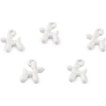 Přívěsek Kovový přívěsek mini pejsek 8x10 mm, barva 1 bílá