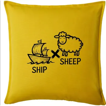 Polštář Anglický slovníček - Ship sheep - Polštář 50x50 - 50x50 - Pouze potah ( Žlutá )