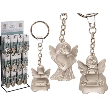 Kovový přívěsek na klíče – Anděl s srdíčkem