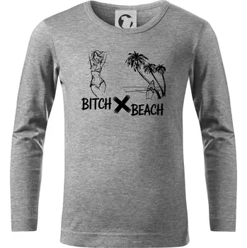 Chlapecké tričko Anglický slovníček - Bitch Beach - Triko dětské Long Sleeve - 122 cm/6 let ( Tmavě šedý melír )