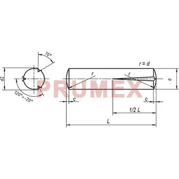 Šroub Kolík kuželový rýhovaný do 1/2 DIN 1472 6x18 nerez A1