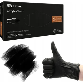 Vyšetřovací rukavice Nitrilové rukavice bez pudru Mercator Nitrylex vel. XL 100 ks černé