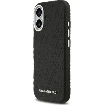 Pouzdro na mobilní telefon Zadní kryt Karl Lagerfeld Grained PU Repeated Logo MagSafe pro Apple iPhone 17, černá