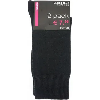 Dámské ponožky 2-BALENÍ Bavlněné dámské ponožky s pohodlným lemem HUDSON černé 39-42