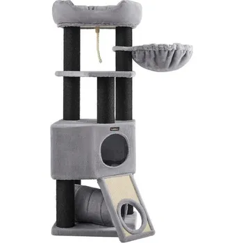 Škrabadlo pro kočky s pelíškem a jeskyní, šedý