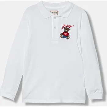 Dětské bavlněné tričko s dlouhým rukávem Guess N5YP00.KADZ4.9BYA bílá 00X, vel. 113-118