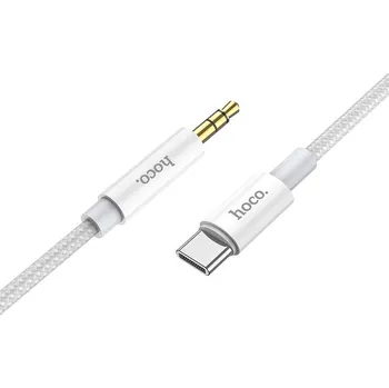 Handsfree HOCO kabel AUX Audio Jack 3,5mm do Typu C UPA19 1m stříbrný