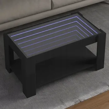 Konferenční stolek Konferenční stolek s LED, černý, 93x53x45 cm, dřevěný kompozit
