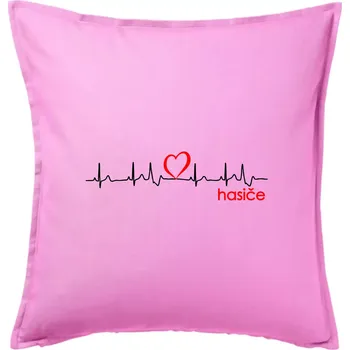Polštář Moje srdce bije pro hasiče - Polštář 50x50 - 50x50 - Pouze potah ( Růžová )