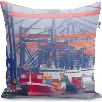 Polštář Sablio Polštář Lodě v přístavu - 50x50 cm