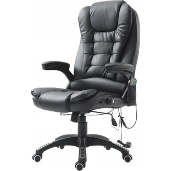 Kancelářská židle PAKO Fotel biurowy skóra eko z masażem czarny