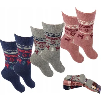 Dámské oblečení 3 PÁRY Ponožky z Angorské vlny, netlačící, silné vlněné dámské 35-38