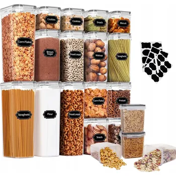 Dóza na potraviny NÁDOBY NA POTRAVINY PLASTOVÉ HERMETICKÁ NÁDOBA KUCHYŇSKÝ SET 16 KS