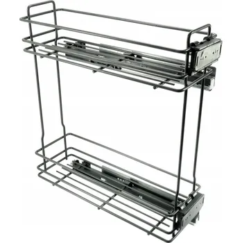 Kuchyňská skříňka VÝSUVNÝ CARGO KOŠ DO SKŘÍŇKY 15 ANTRACIT 2 POLICE + PŘIHRÁDKY PRAVÉ HETTICH