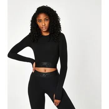 Dámské tričko Everlast Seamless Long Sleeve Crop Top Womens Black 14 (42)