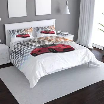 Povlečení Sablio Povlečení Ferrari Závodní vlajka - 140x220 / 90x70