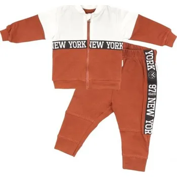 Mamatti Dětská tepláková souprava zapínání na zip, Baby Fox - hnědá/béžová - 104 (3-4r)