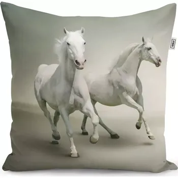 Polštář Sablio Polštář Dva bílí koně - 40x40 cm