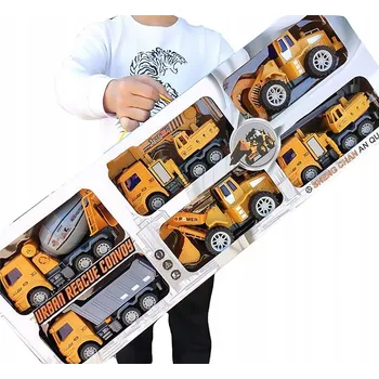 autíčko Sada stavebních auta – bagr, jeřáb, míchačka, autojeřáb, nákladní auto, 6 ks