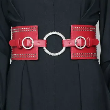 Opasek Dámský široký korzetový pásek s krystaly Vaiki Bordový