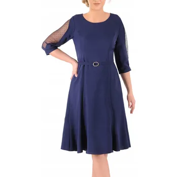 Dámské šaty Carla Moreno koktejlové šaty klasického střihu, midi délka, velikost 48